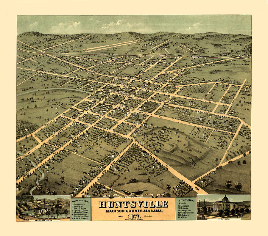 Map Of Huntsville 1871 Photograph by Andrew Fare