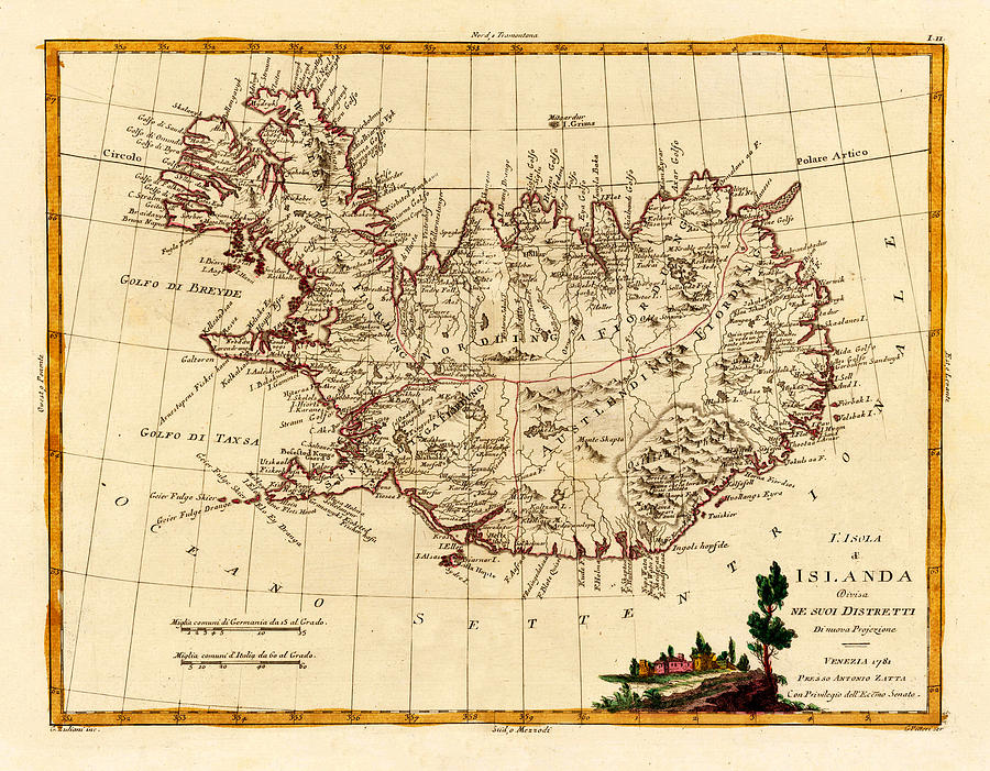 Map Of Iceland 1791 Photograph by Andrew Fare