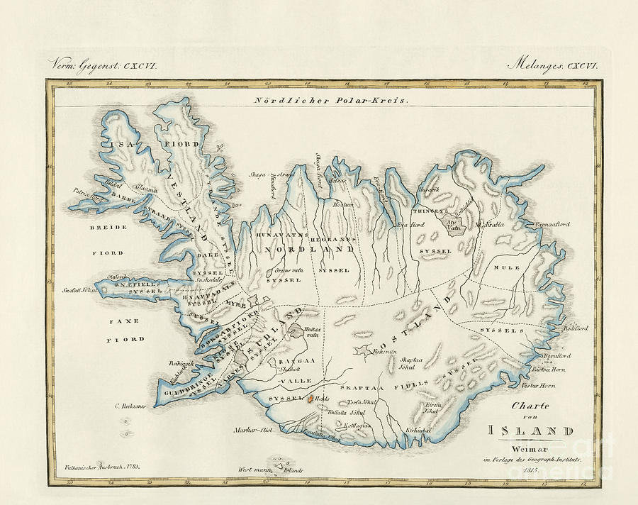 Map of Iceland Drawing by German School - Fine Art America