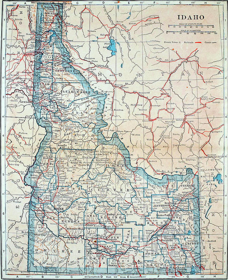 Map of Idaho 1921 Drawing by Mountain Dreams