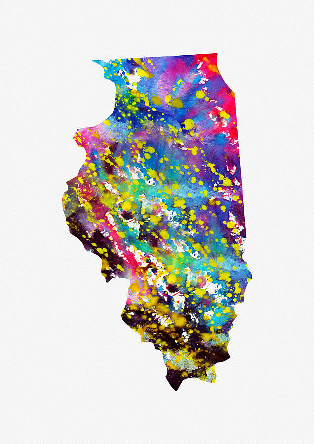 Illinois Digital Art - Map of Illinois-colorful by Erzebet S