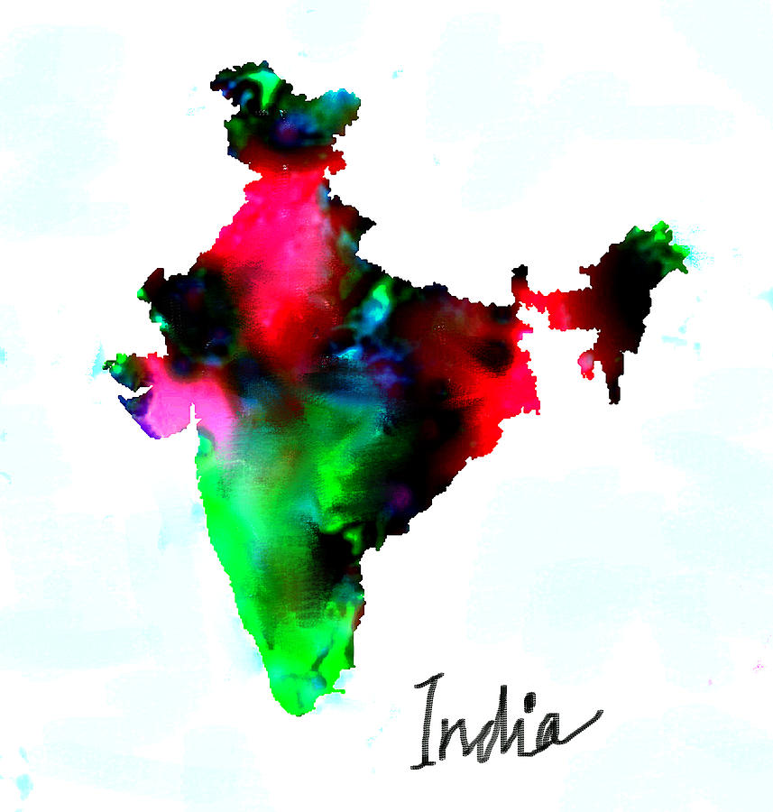 Map of India Painting by Enki Art - Pixels