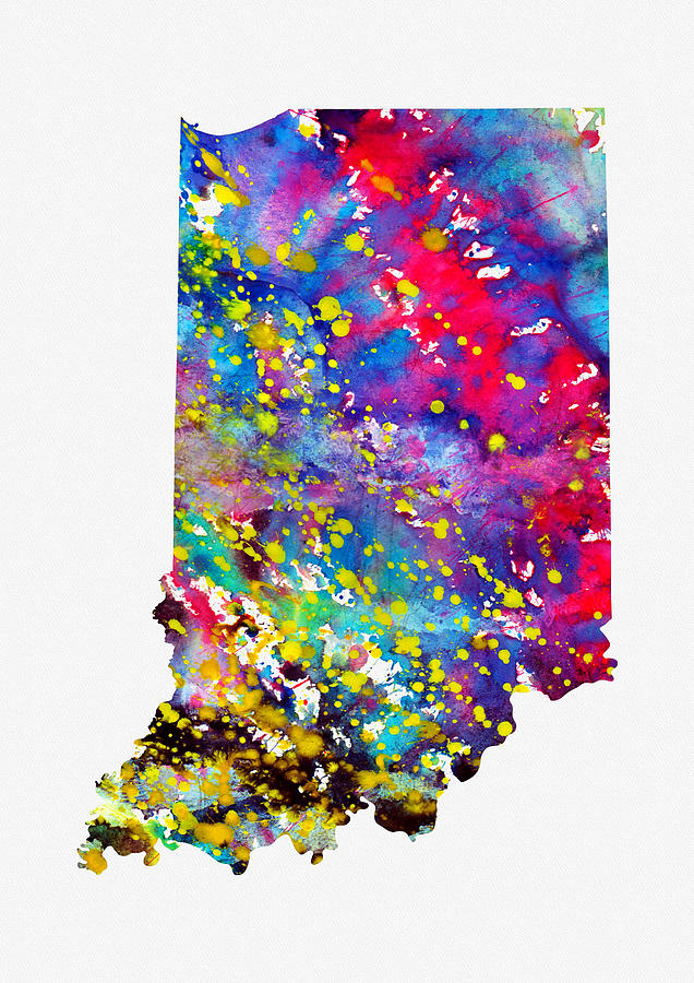 s In Indiana Map Map of Indiana colorful Digital Art by Erzebet S