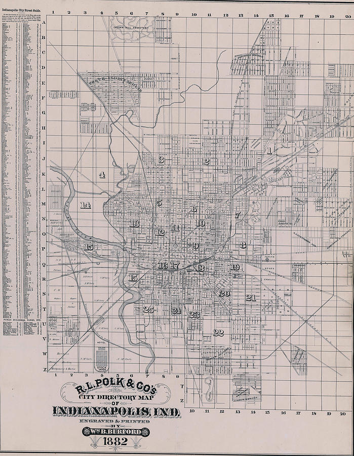 Map of Indianopolis Mixed Media by ArtBeOk Com - Fine Art America