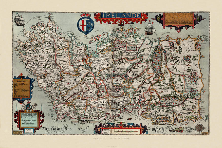 Vintage Map Photograph - Map Of Ireland 1601 by Andrew Fare