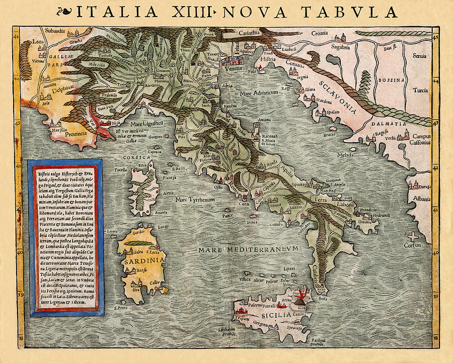 Map Of Italy 1540 Photograph by Andrew Fare | Fine Art America