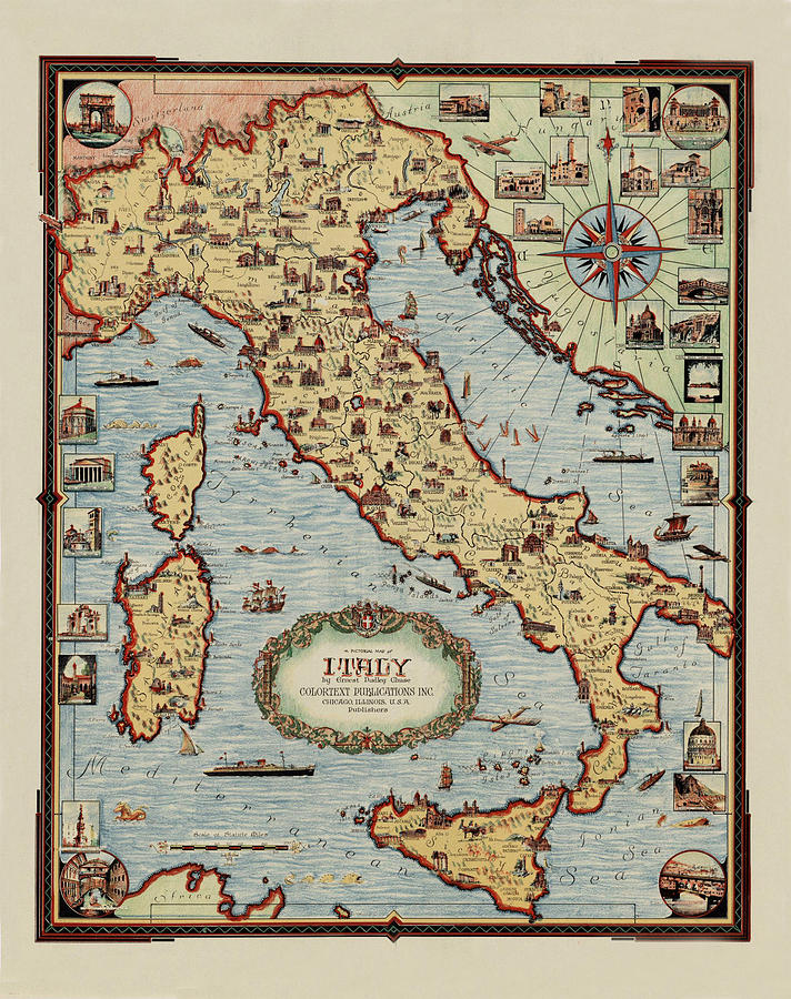 Map Of Italy 1935 Photograph by Andrew Fare
