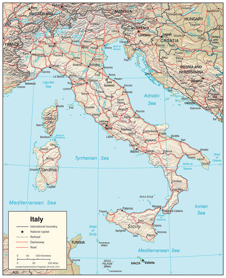 Map of Italy 2 Mixed Media by Roy Pedersen