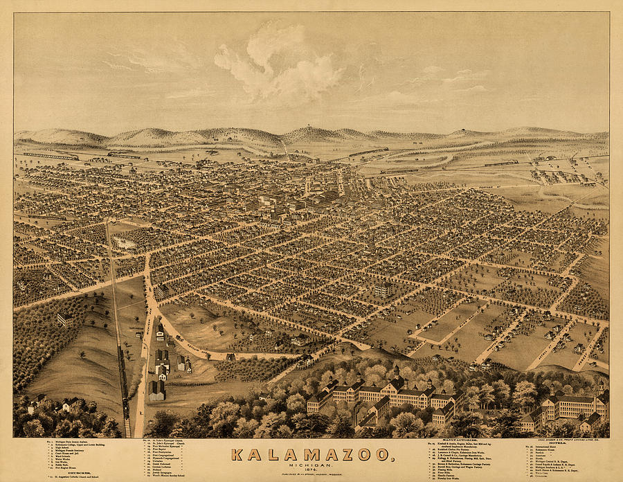 Map Of Kalamazoo 1874 Photograph by Andrew Fare - Pixels