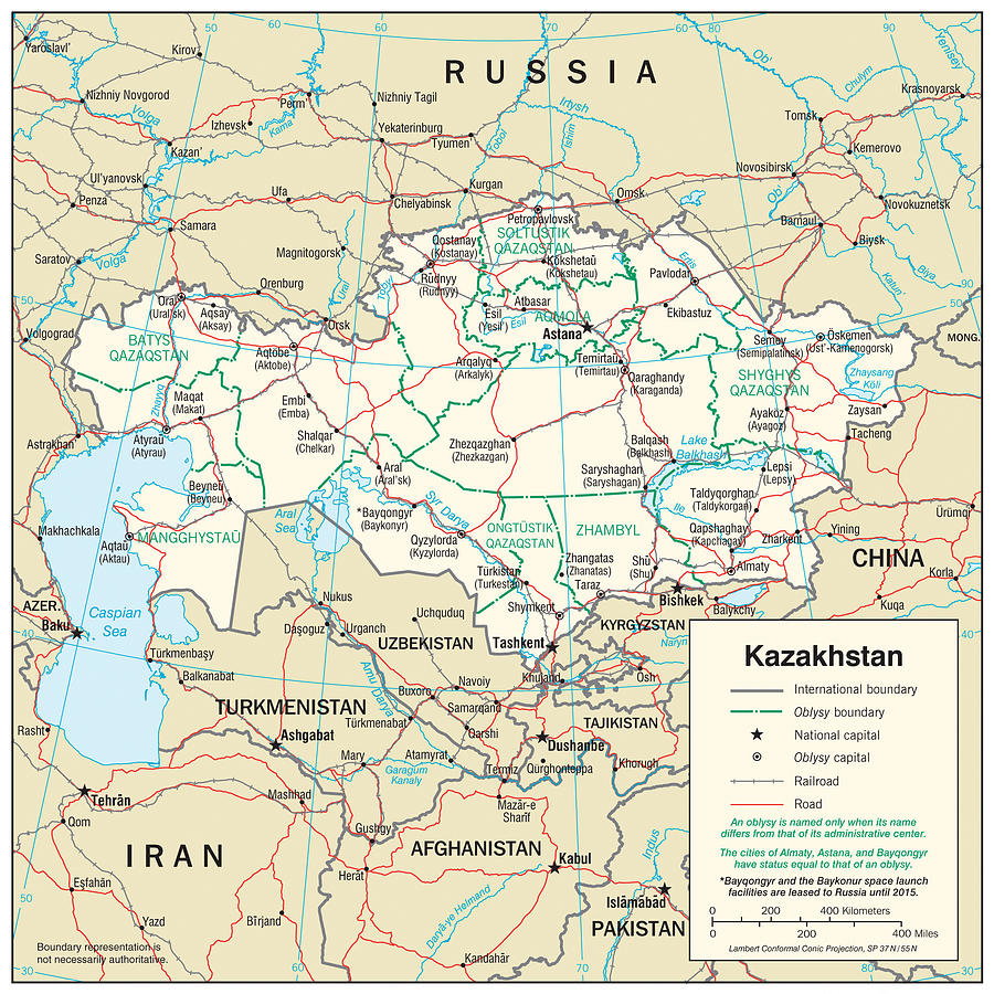 Map of Kazakhstan 2 Mixed Media by Roy Pedersen
