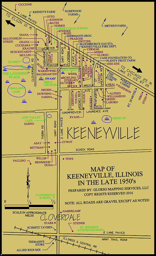 map of Keeneyville Digital Art by Dean Glorso