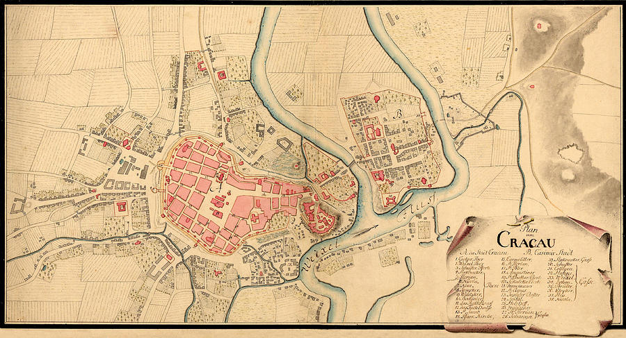 Map Of Krakow 1755 Photograph by Andrew Fare