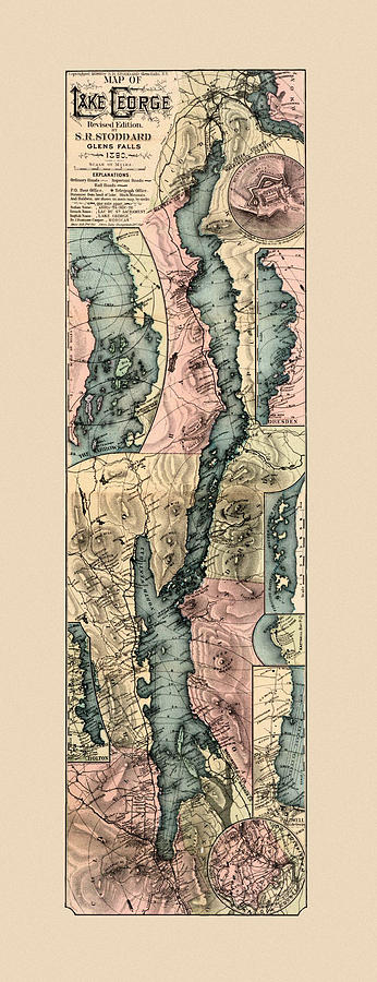 Lake George Photograph - Map Of Lake George 1890 by Andrew Fare
