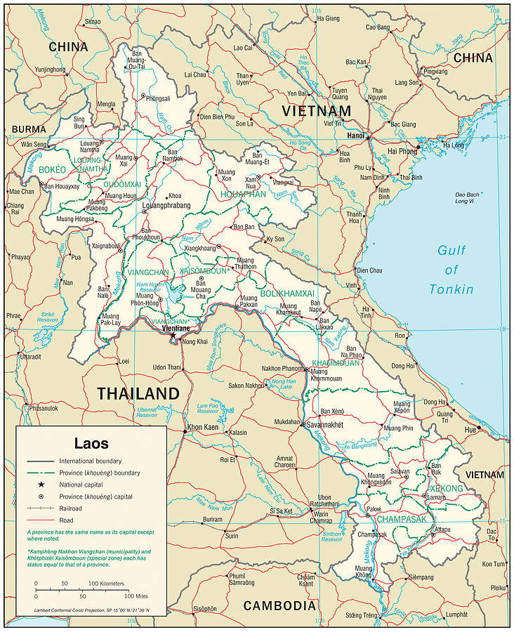 Map of Laos 2 Mixed Media by Roy Pedersen