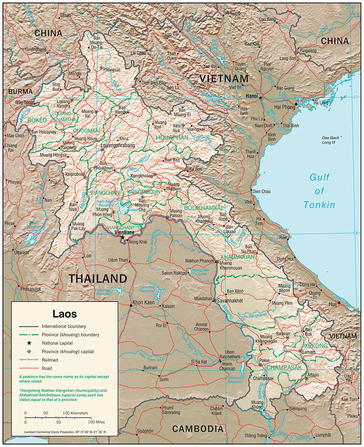 Map of Laos Mixed Media by Roy Pedersen