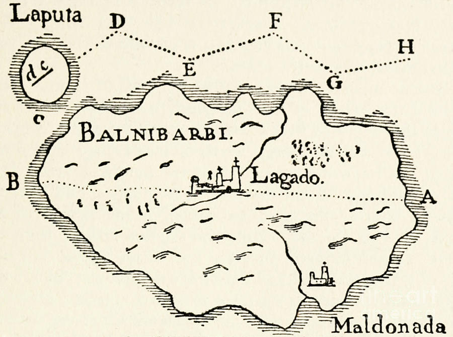 Map of Laputa Drawing by Arthur Rackham