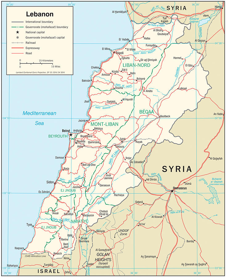 Map of Lebanon 2 Mixed Media by Roy Pedersen