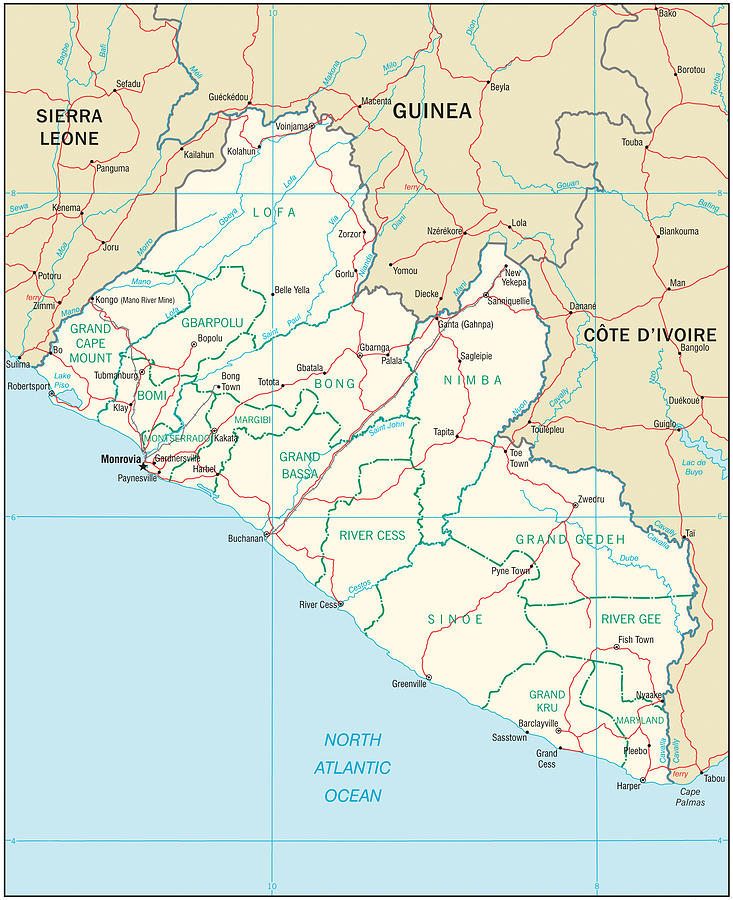Map of Liberia 2 Mixed Media by Roy Pedersen