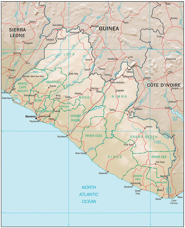Map of Liberia Mixed Media by Roy Pedersen