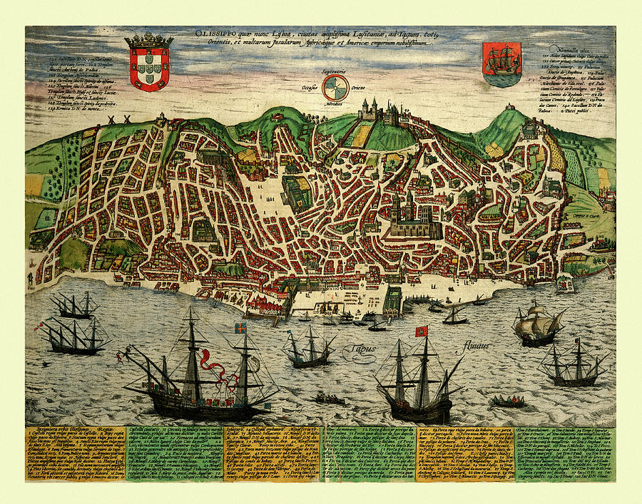 Map Of Lisbon 1610 Photograph By Andrew Fare - Fine Art America