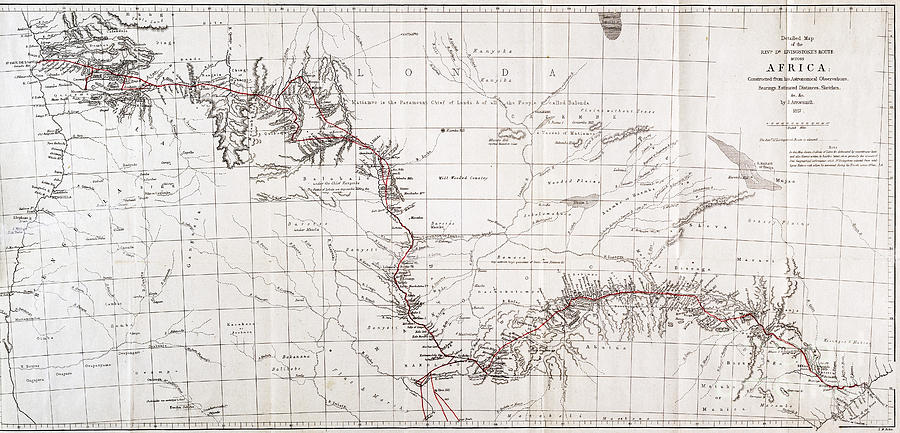Map Of Livingstones Route Across Photograph by Wellcome Images