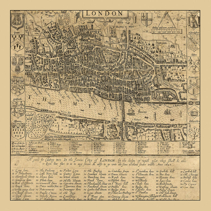 Map Of London 1593b Photograph by Andrew Fare