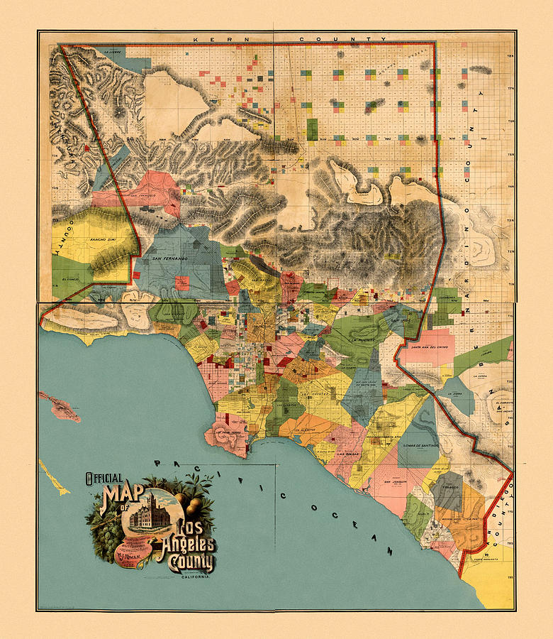 Map Of Los Angeles 1888 Photograph by Andrew Fare