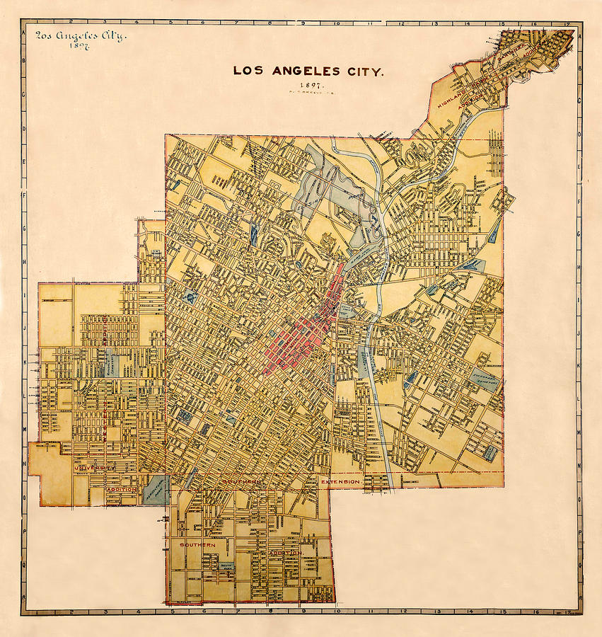 Map Of Los Angeles 1897 Photograph by Andrew Fare
