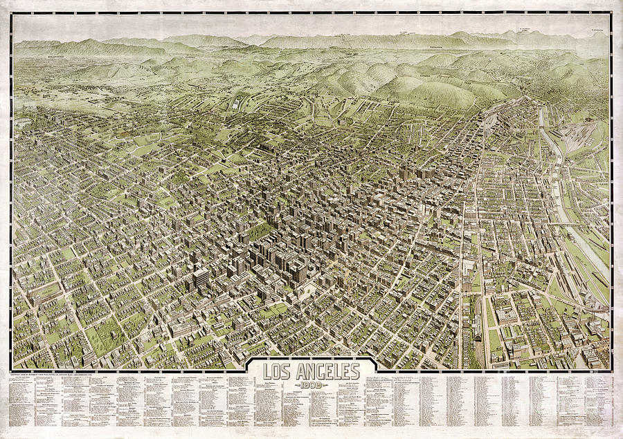 Map of Los Angeles, California - 1909 Painting by Pablo Romero