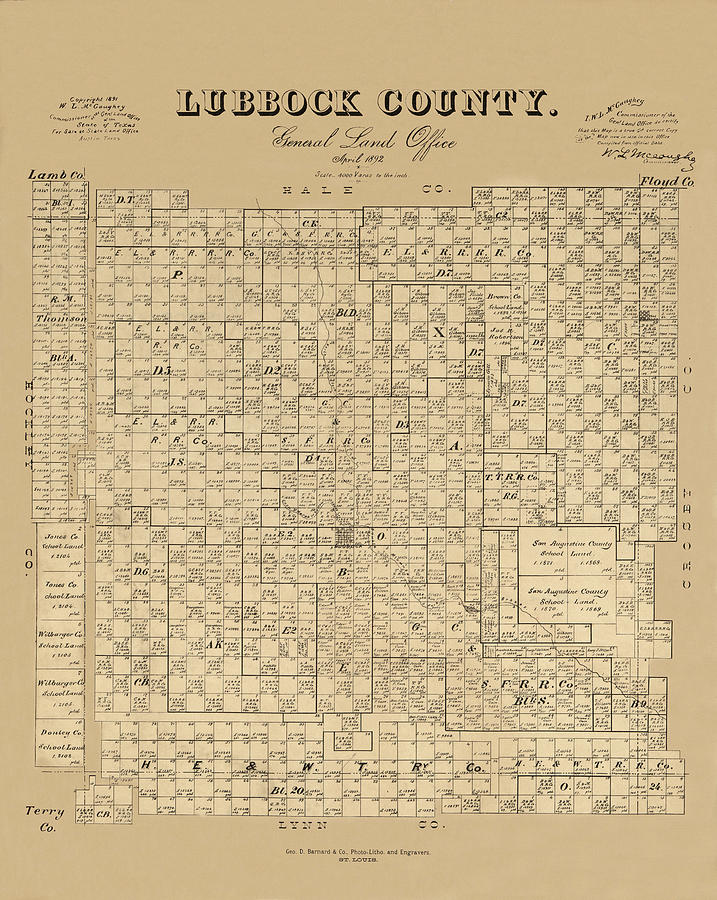 Map Of Lubbock 1892 Photograph by Andrew Fare