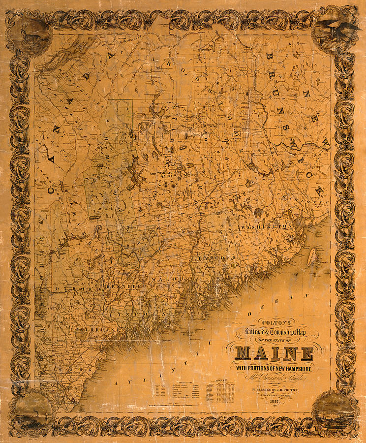 Map Of Maine 1852 Photograph by Andrew Fare