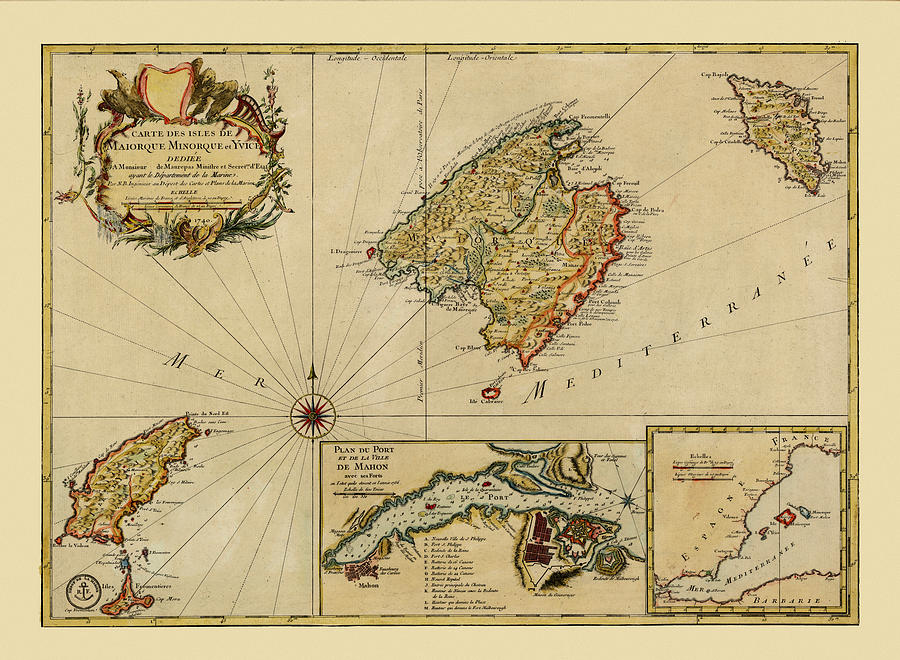 Map Of Majorca 1756 Photograph by Andrew Fare