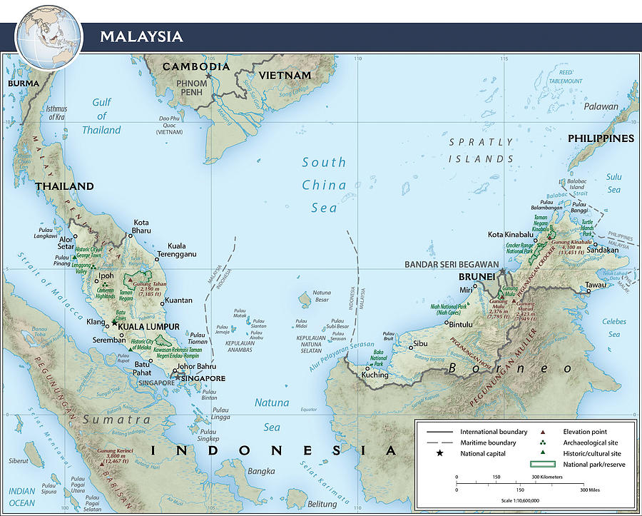 Map of Malaysia Mixed Media by Roy Pedersen