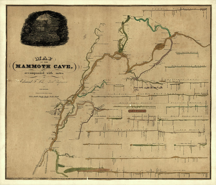 Map Of Mammoth Cave 1835 Photograph By Andrew Fare Fine Art America 3208