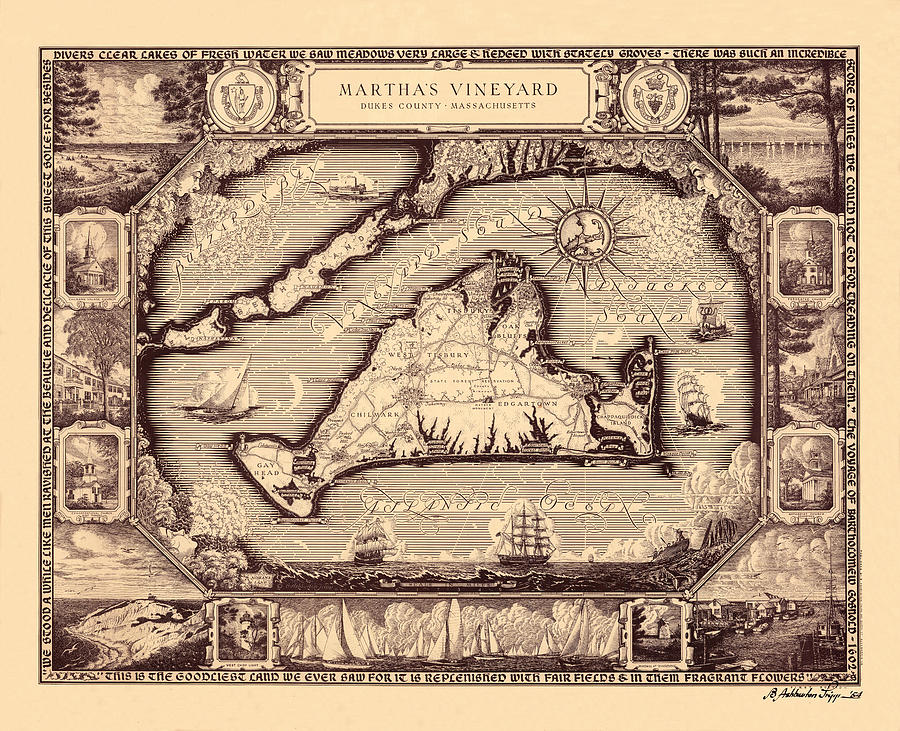 Map Of Marthas Vineyard Photograph by Andrew Fare