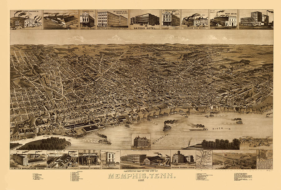 Map Of Memphis 1887 Photograph by Andrew Fare - Fine Art America