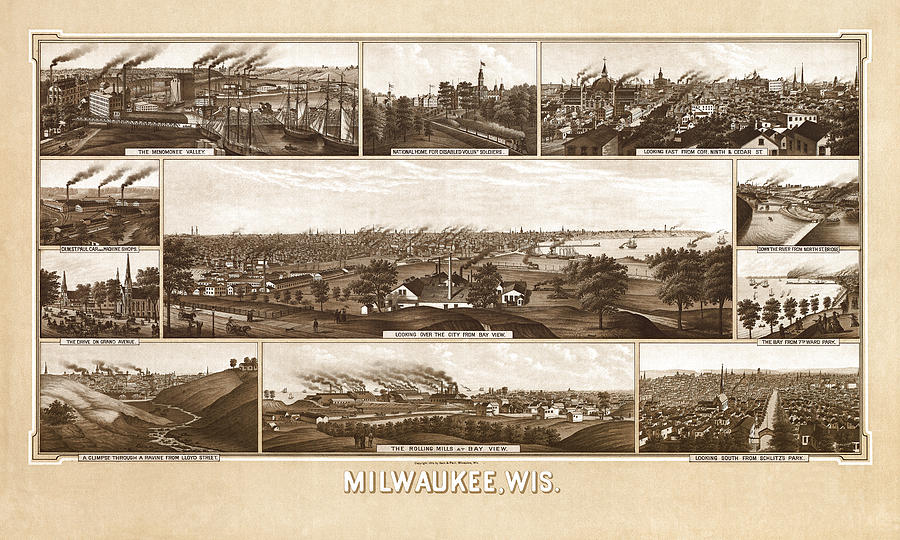 Map Of Milwaukee 1882 Photograph by Andrew Fare