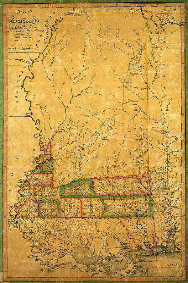 Map Of Mississippi 1820 Photograph by Andrew Fare - Pixels