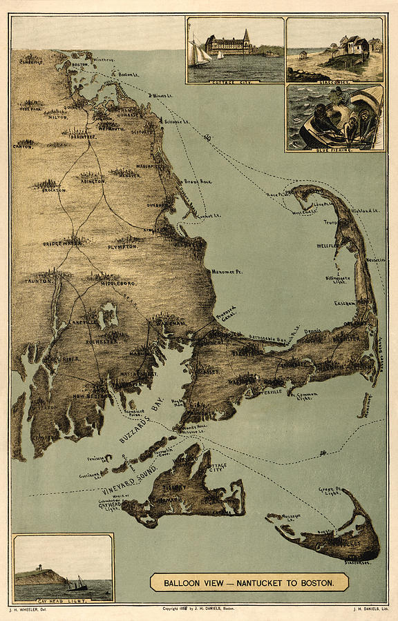 Map of Nantucket Boston 1885 Photograph by Andrew Fare