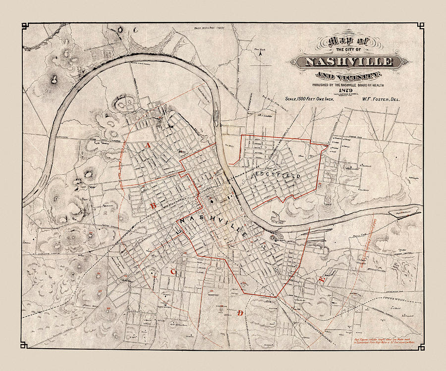 Map Of Nashville 1879 Photograph by Andrew Fare
