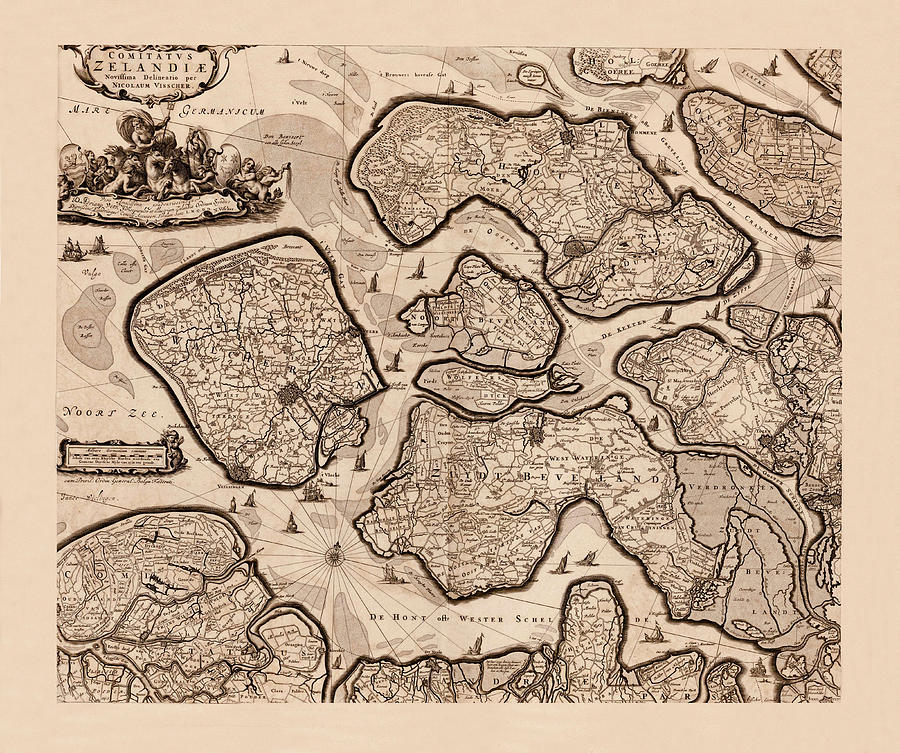 Map Of Netherlands 1687 Photograph by Andrew Fare