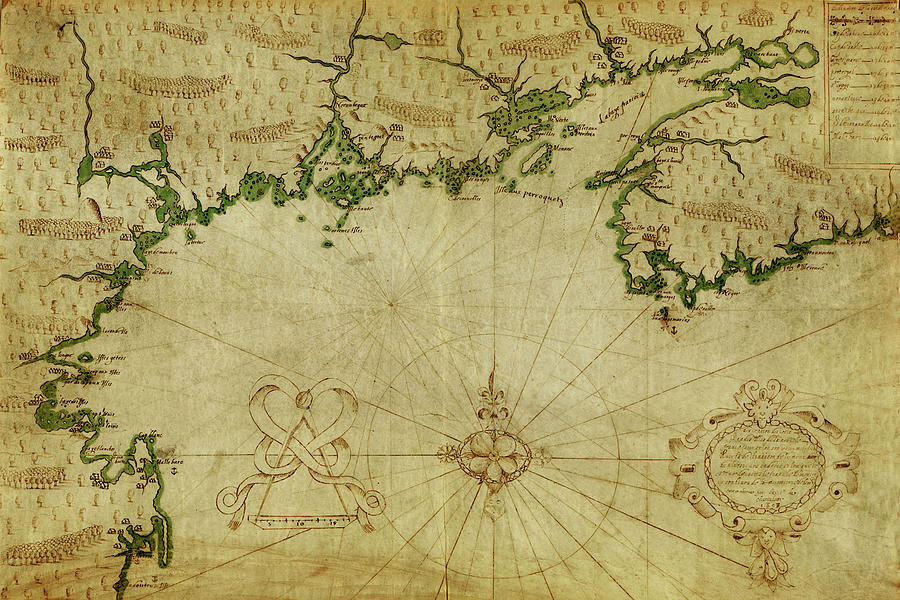 Map Of New England 1607 Photograph by Andrew Fare