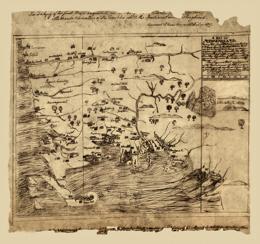 Map Of New England 1677 Photograph by Andrew Fare