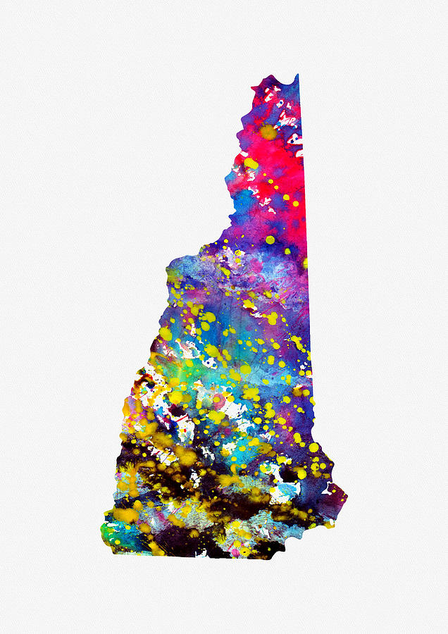 Map of New Hampshire-colorful Digital Art by Erzebet S - Fine Art America