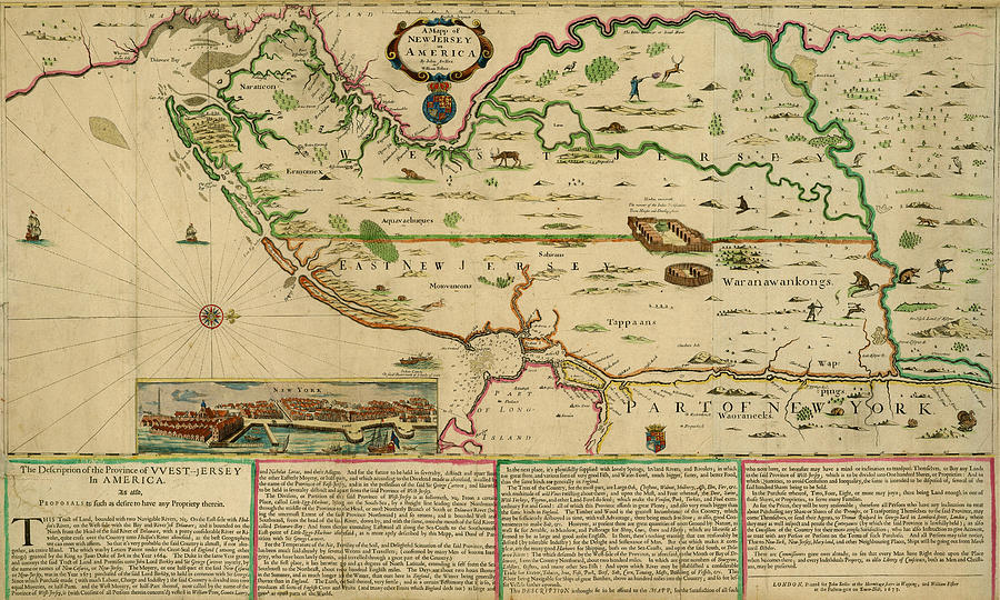 Map Of New Jersey 1678 Photograph