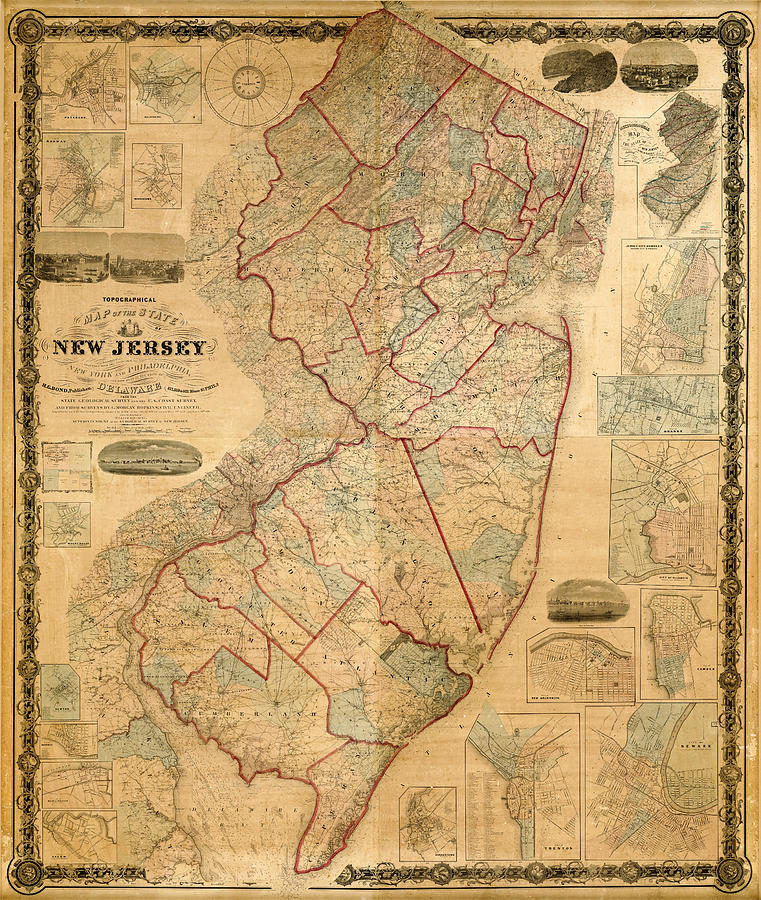 Map Of New Jersey 1860 Photograph by Andrew Fare