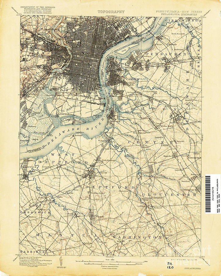 Map Painting - Map of New Jersey 1894 by Celestial Images