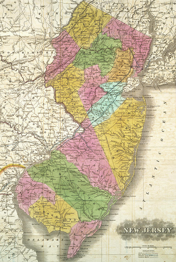 Map of New Jersey Drawing by Roy Pedersen