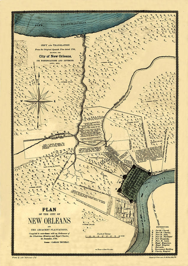 Map Of New Orleans 1798 Photograph by Andrew Fare