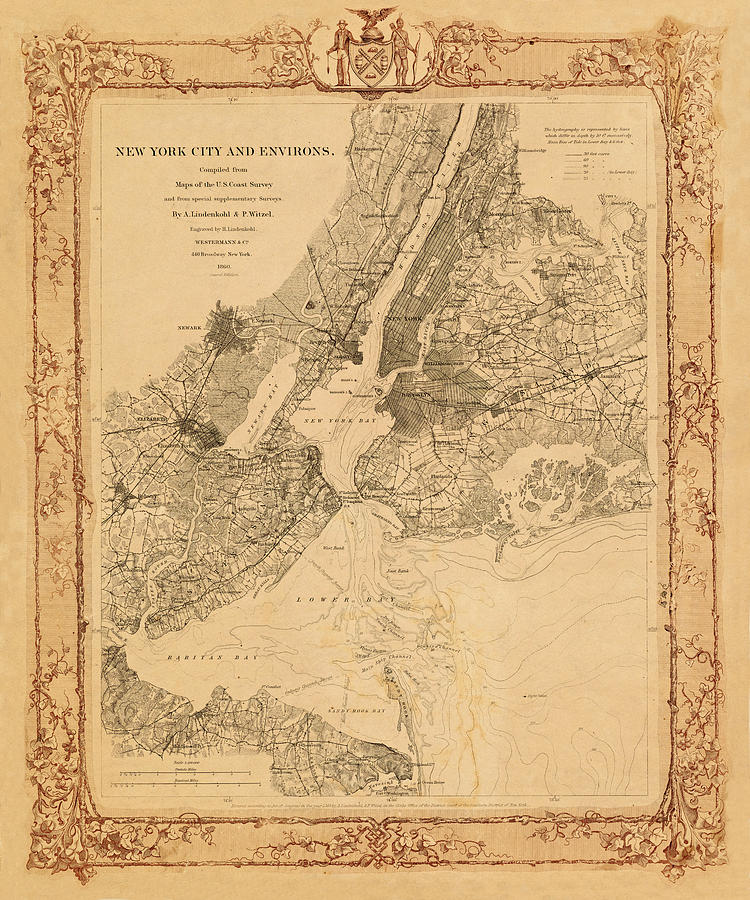 Map Of New York 1860 Photograph by Andrew Fare - Fine Art America